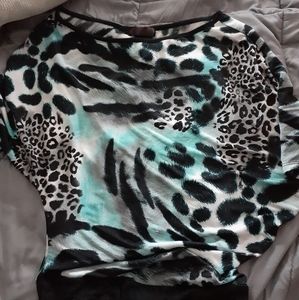 Lipstick Blue leopard print top
